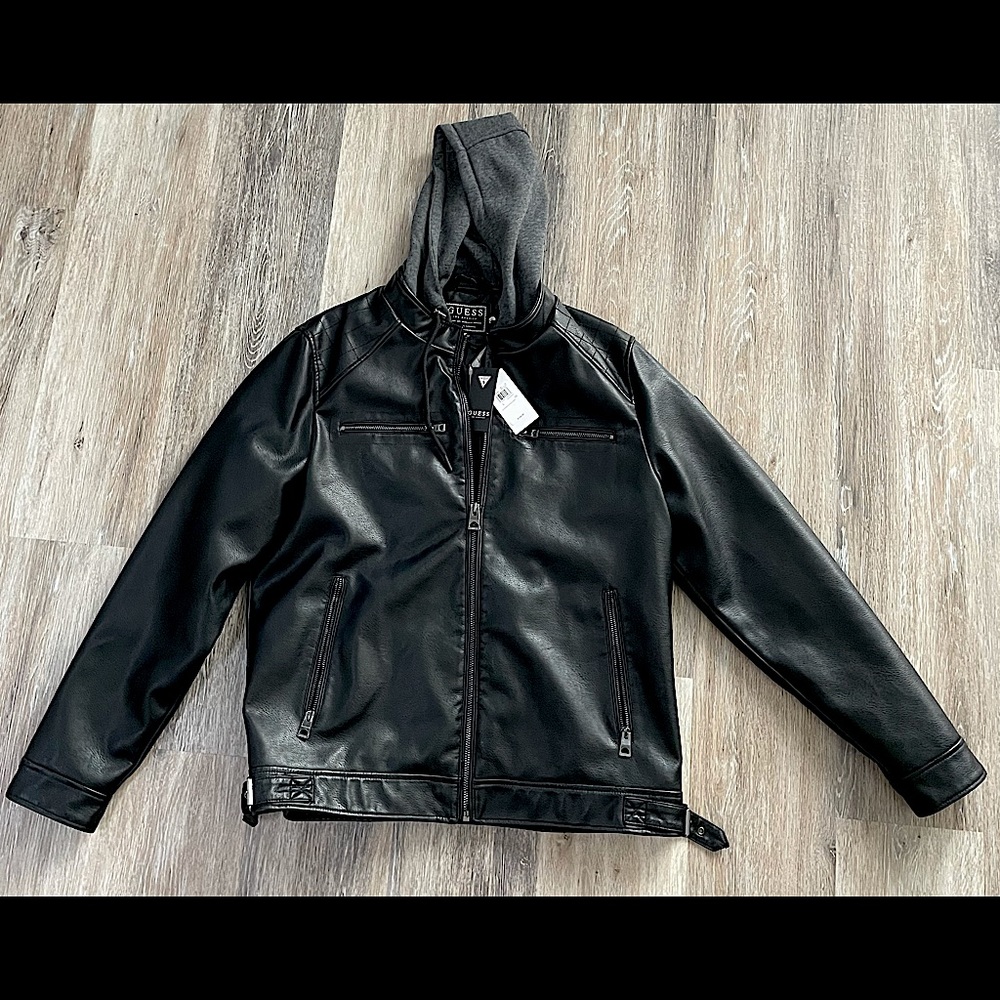 Guess Faux Leather Hooded Jacket